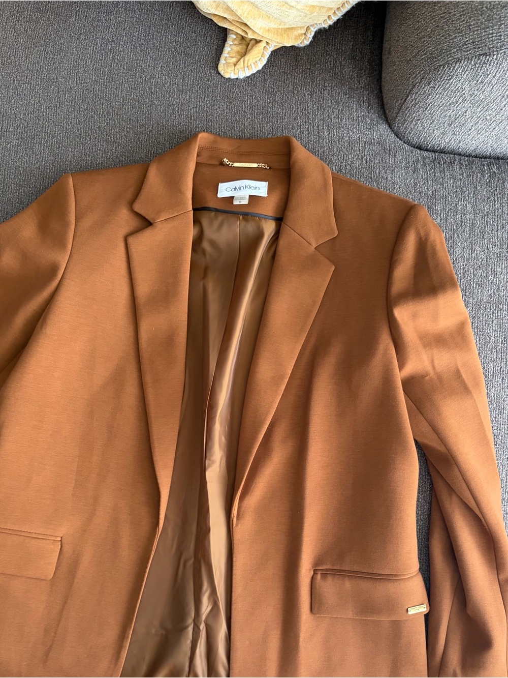 Calvin Klein Tailored Blazer Jacket in Caramel brown color. - Picture 7 of 10